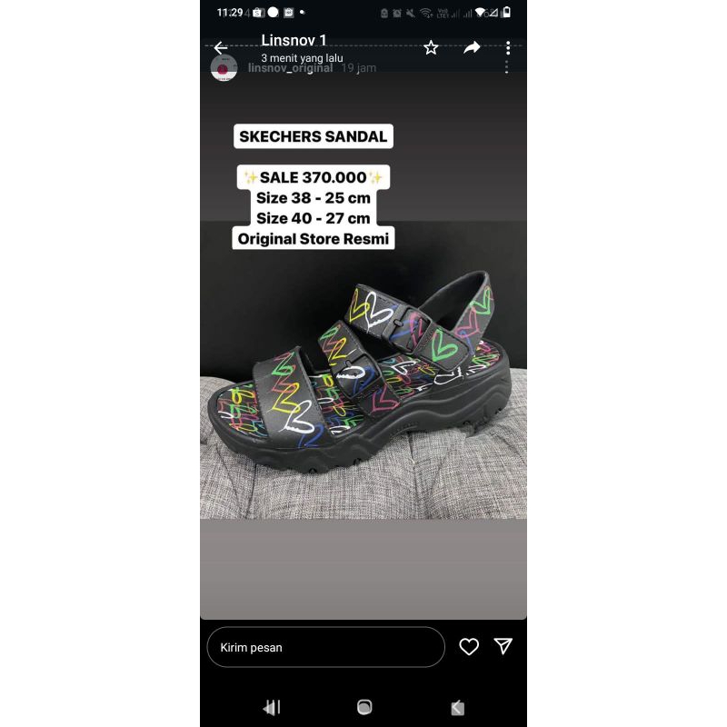 skechers sandal love hitam 38