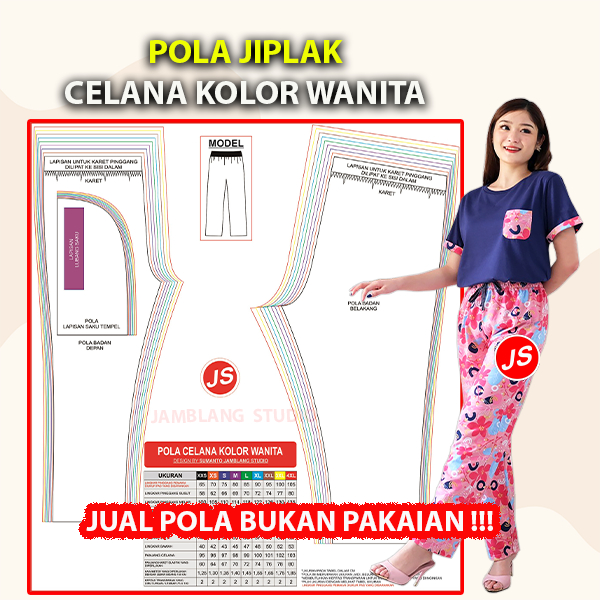 Pola Jiplak Celana Kolor Wanita 9 in 1