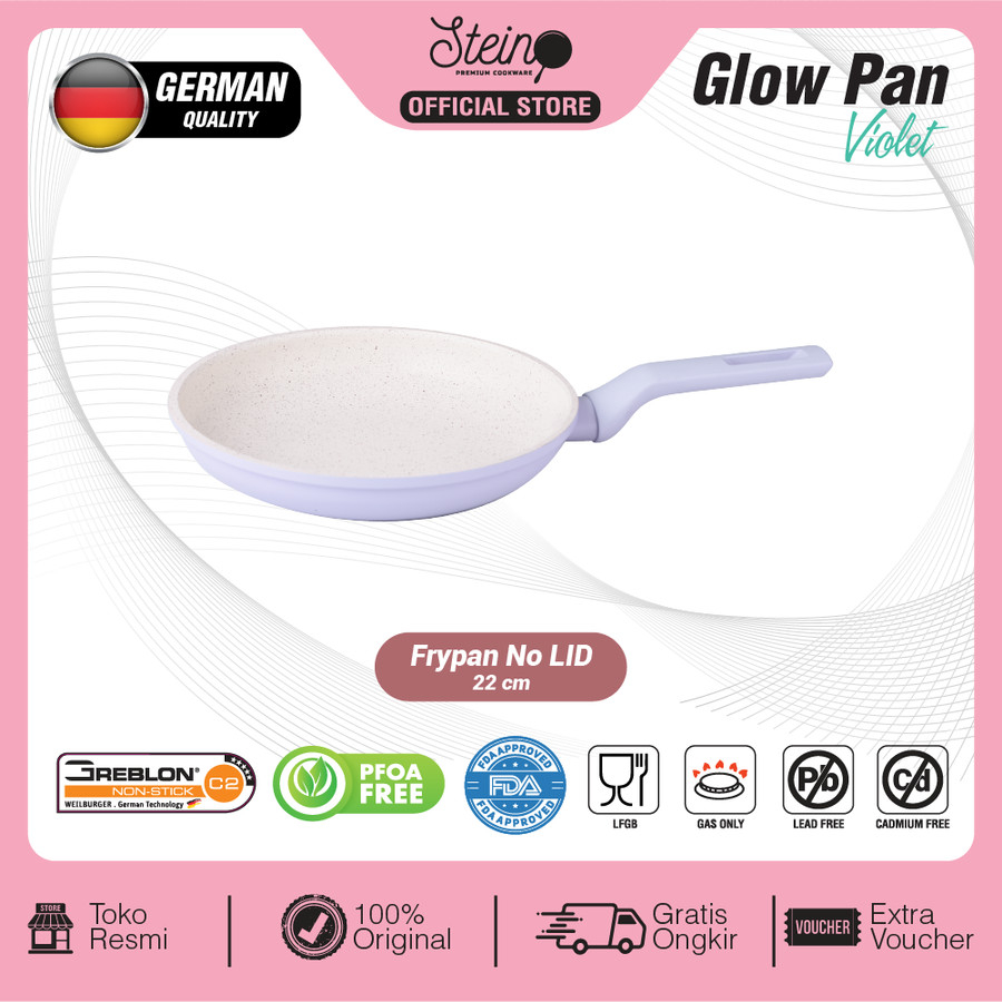 RK Panci Frypan Steincookware GLOW PAN 22cm Fry Pan Stein Cookware Ungu Biru Pink German Granit