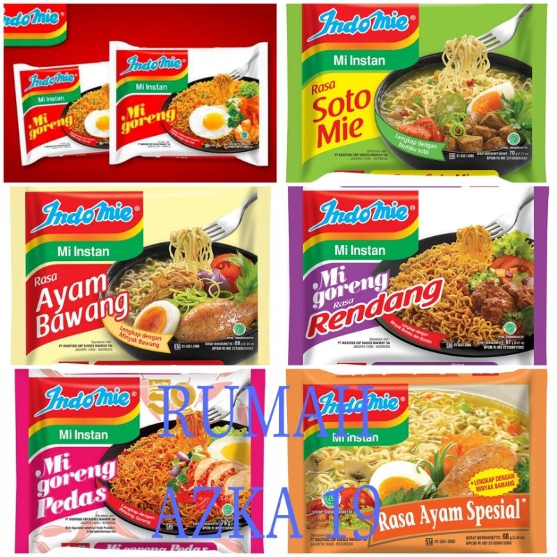 

Indomie Goreng/Indomie Soto/Indomie Rendang/Indomie Spesial