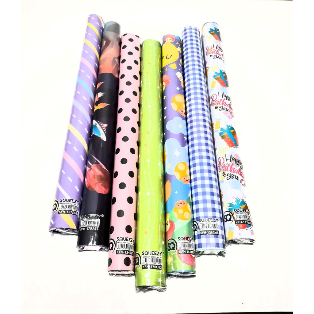 

HARGA GROSIR PER ( 1ROLL/10 PCS ) KERTAS KADO KARAKTER UKURAN 65CMX50CM/70GSM (TEBAL)