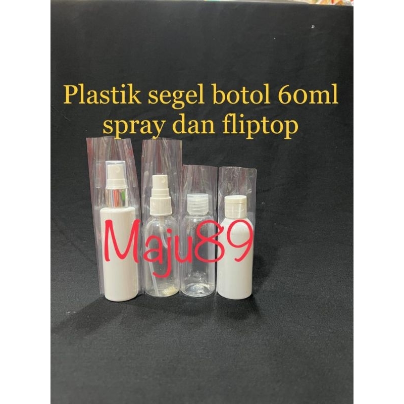 plastik segel botol sprey spray 60ml (isi 50 ) plastik segel botol fliptop 60ml - shrink segel
