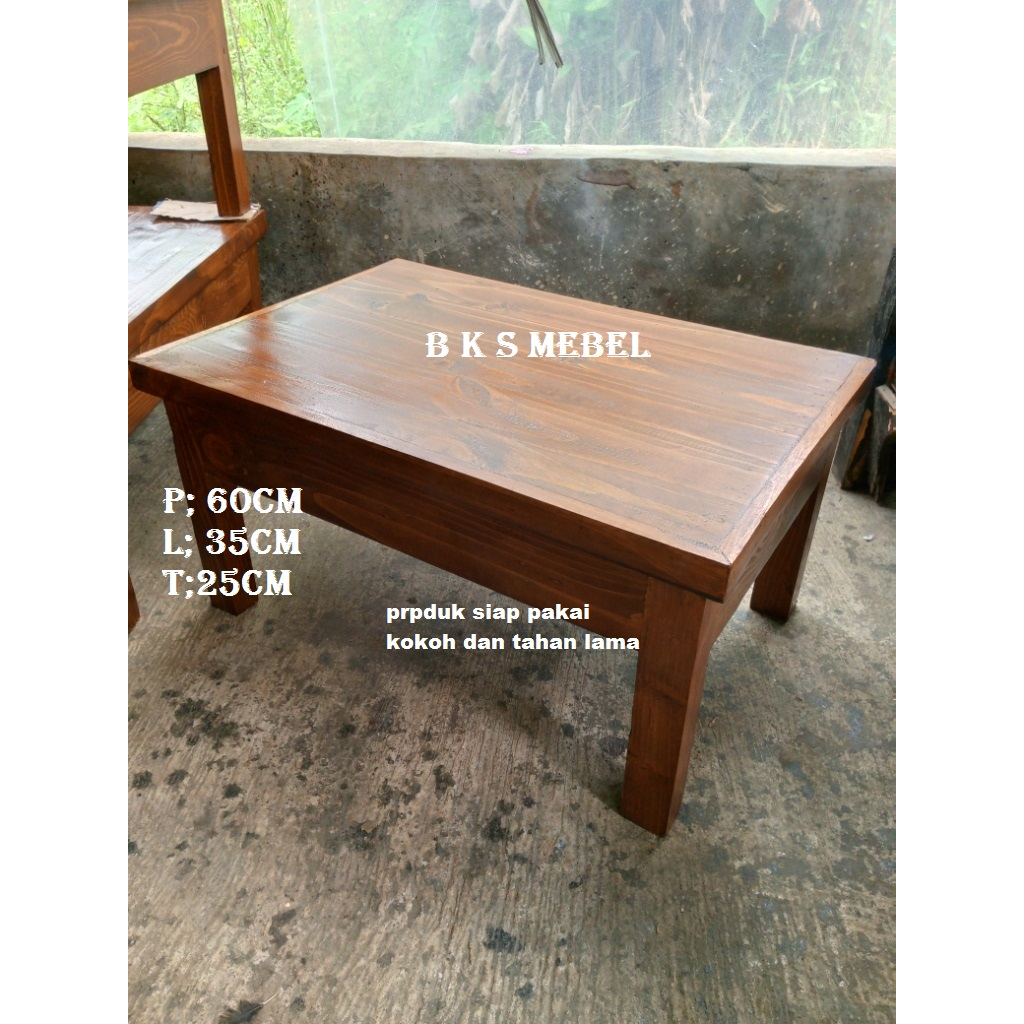 Meja belajar meja lesehan full kayu jati belanda siap pakai panjang 60cm lebar 35cm tinggi 25cm