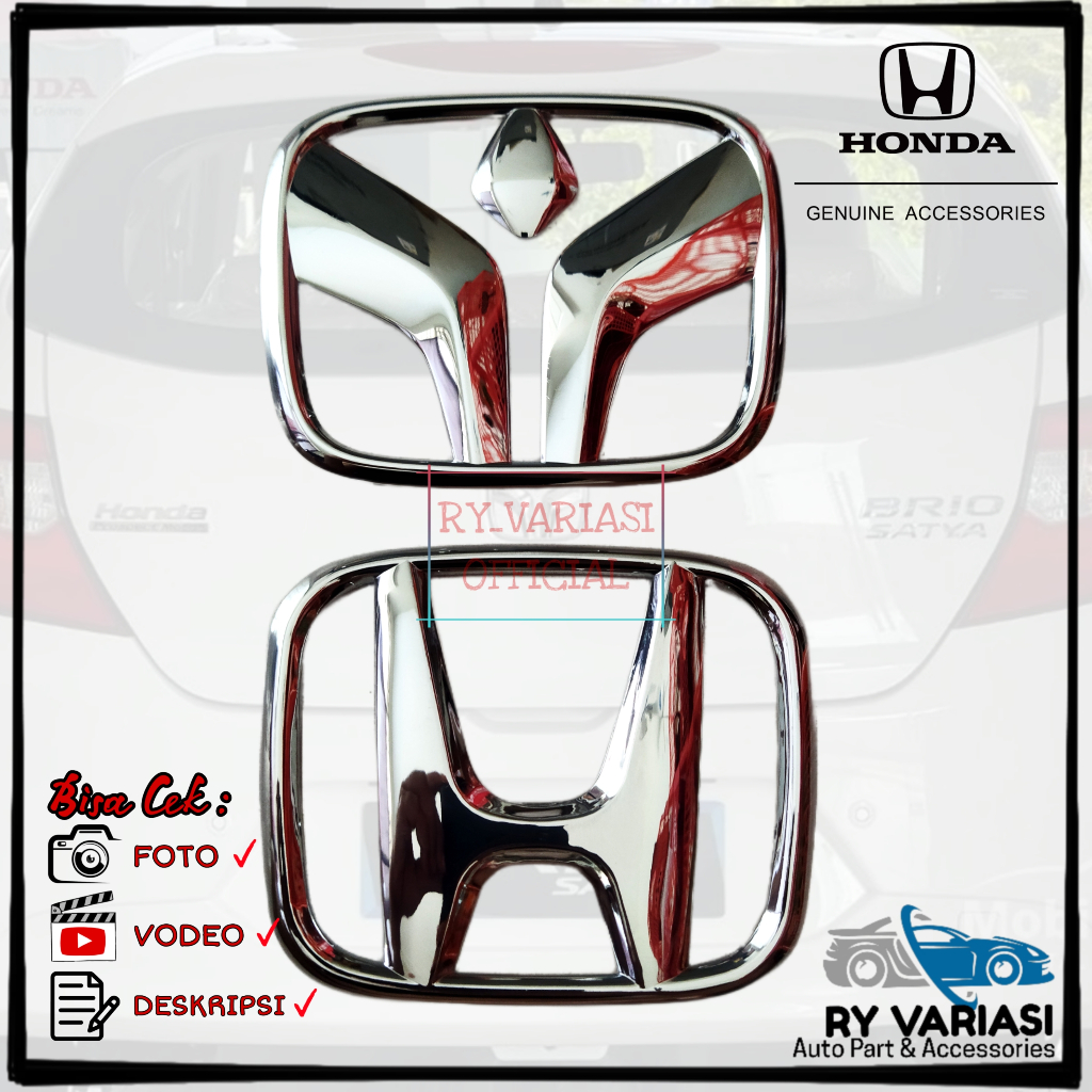 Logo Bagasi Honda BRIO Original/ Logo Emblem Belakang Honda BRIO/ Logo Kembang/ Logo H Honda