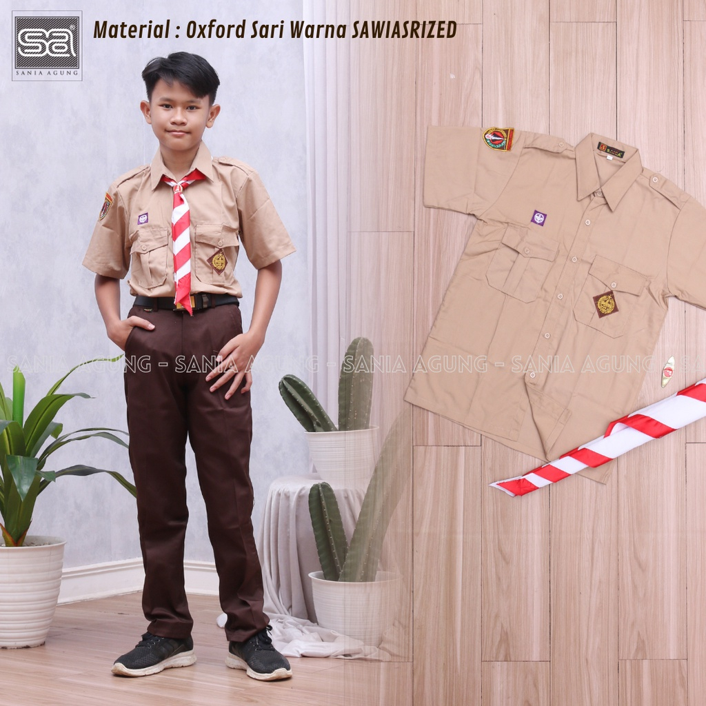 Pusat Seragam Sekolah - Seragam Sekolah Baju Kemeja Hem Atasan Pramuka Penggalang SMP Lengan Pendek 