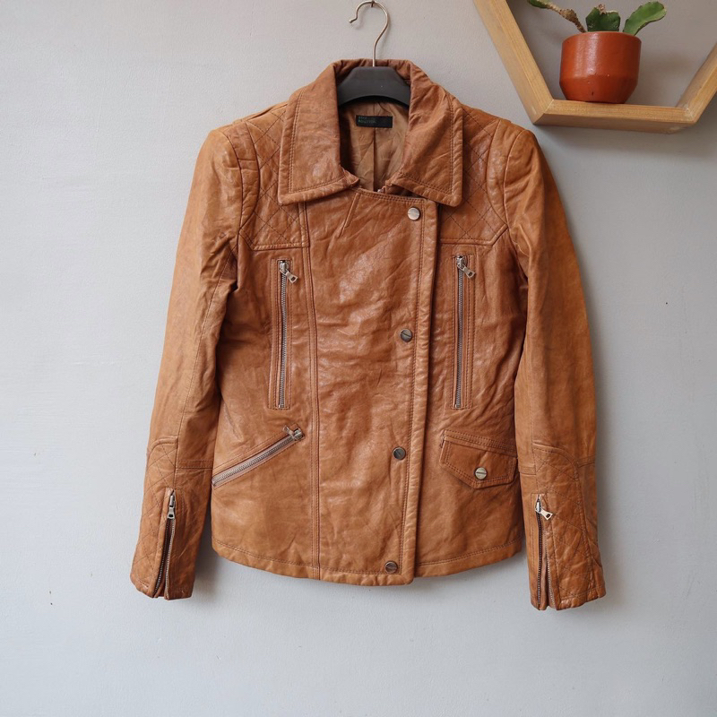 Jaket kulit cewek motor outer kulit wanita Pl bekas preloved second