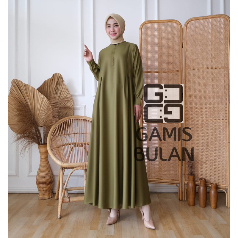 Gamis bulan/gamis polos/gamis katun/gamis simple/gamis polos katun/gamis katun toyobo