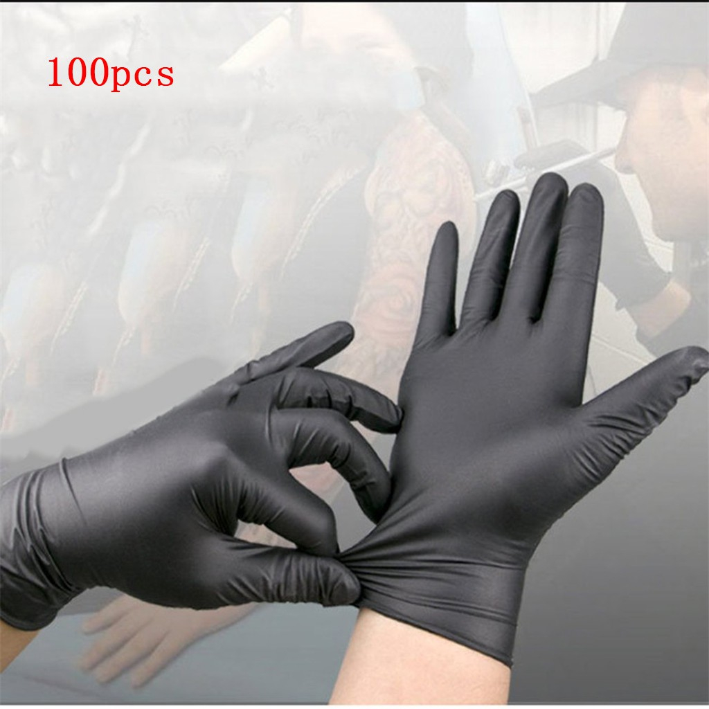SARUNG TANGAN HITAM NITRIL 100PCS nitril gloves LATEX NITRIL HANDSCOON BLACK