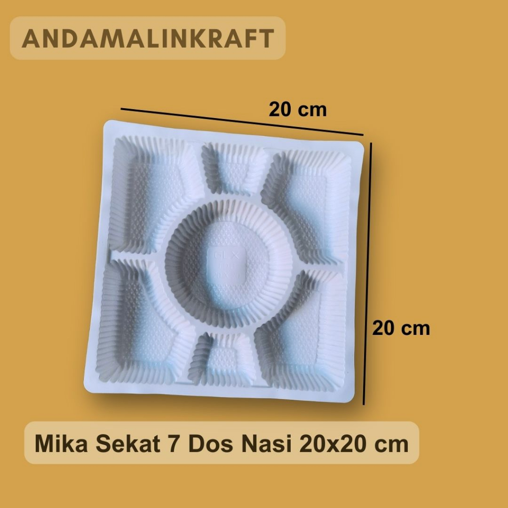 Mika sekat 7 ukuran 20x20 cm/ Mika sekat 5 20x20 (R10k) warna putih susu isi 50 pcs