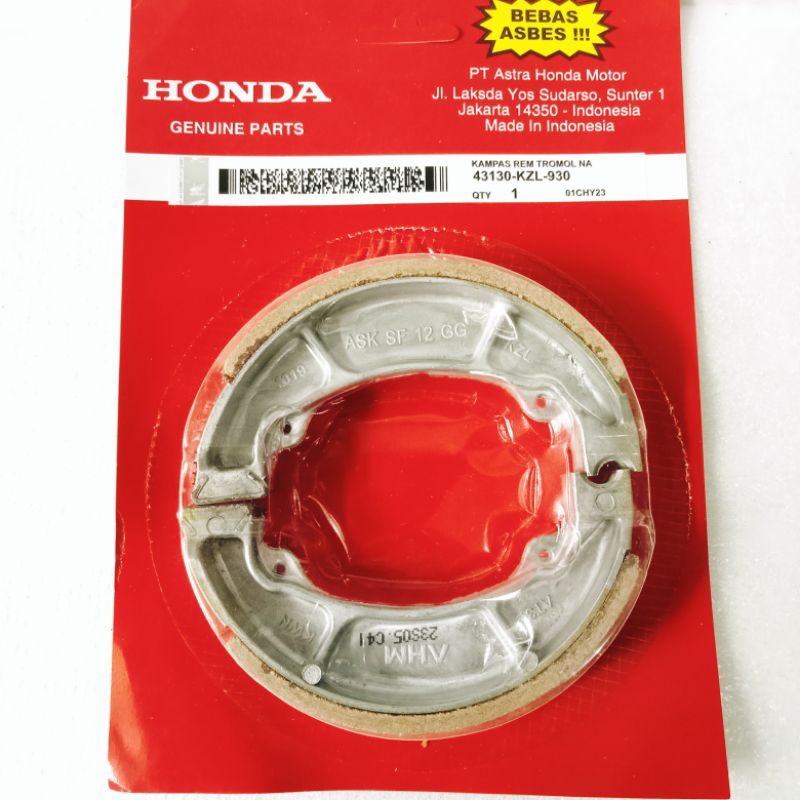 KAMPAS REM BELAKANG HONDA BEAT FI, SCOOPY FI, SPACY, VARIO 125, VARIO 150 Original KZL
