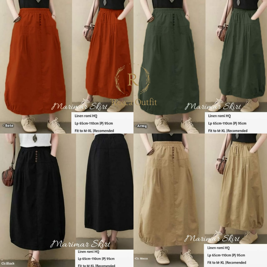 Marimar Skirt Rok Panjang Wanita Terbaru Model Kancing Korean Style Kekinian