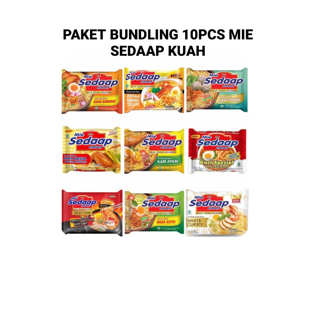 

Paket Bundling [10pcs] Mie Sedaap Goreng & Mie Sedaap Kuah