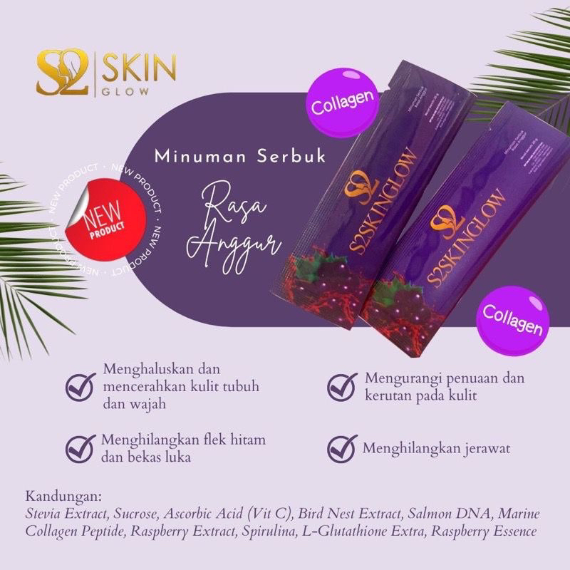 S2 Skin Glow Collagen Rasa Anggur