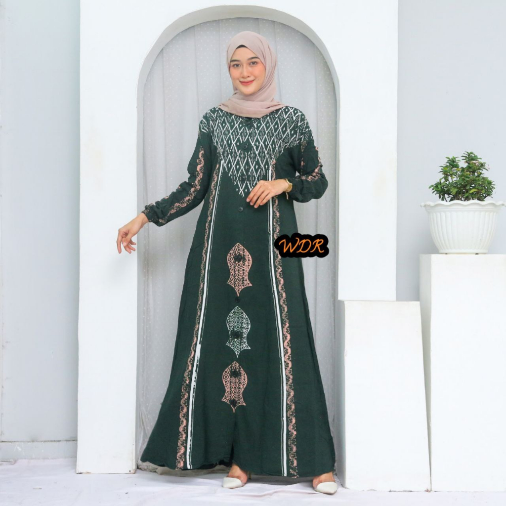 GAMIS RAYON GAMIS TWILL PEKALONGAN GAMIS WANITA FULL KANCINF DEPAN CAP MALAM