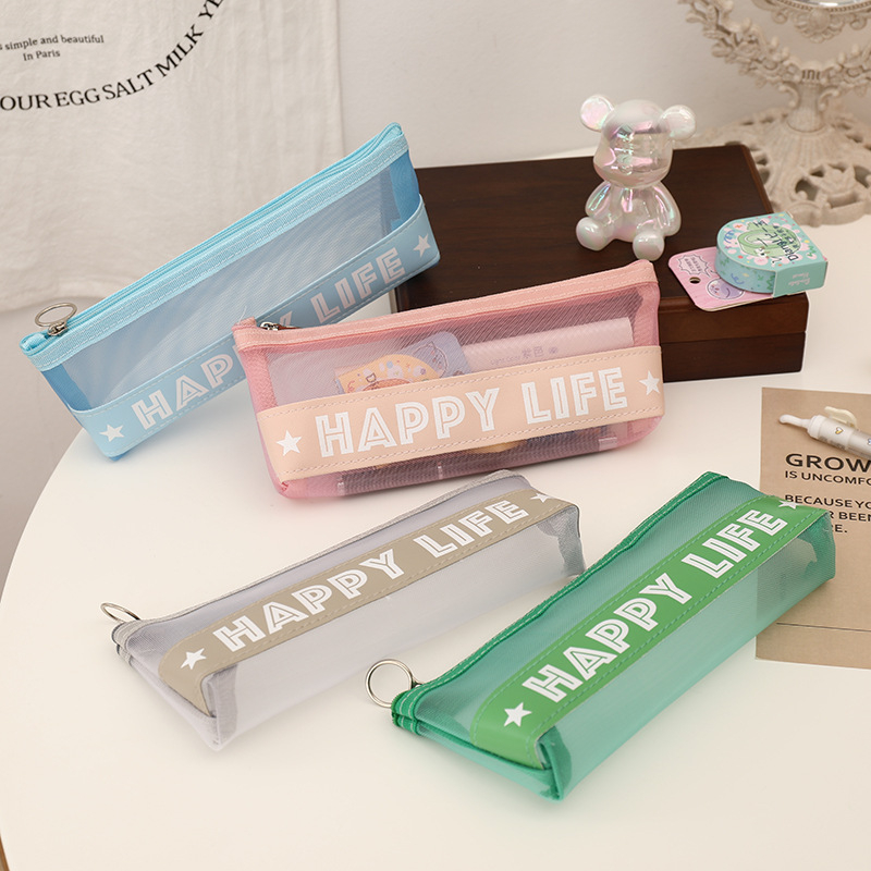 

ATM.Medan Pencil Case PU Motif Jaring HAPPY LIFE