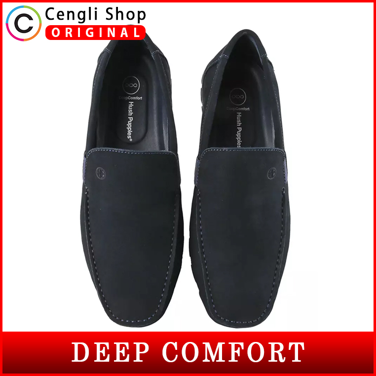 HM028 HUSH PUPPIES SEPATU SLIP ON PRIA ORIGINAL KULIT ASLI ORI BIRU NAVY BLUE