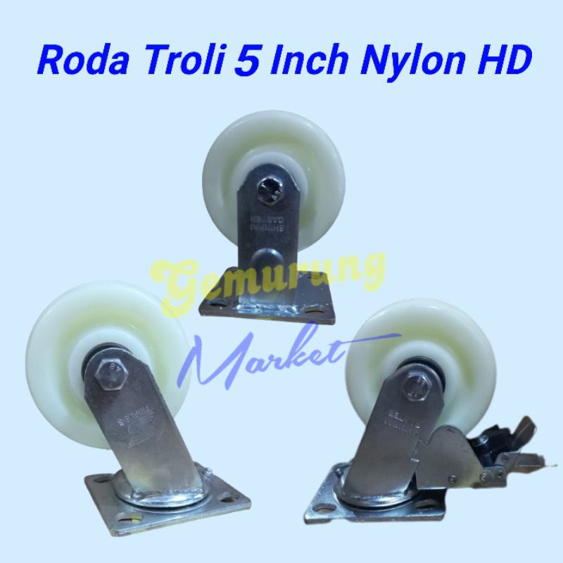 Roda Trolly 5 Inch NYLON TEFLON HEAVY DUTY CASTER