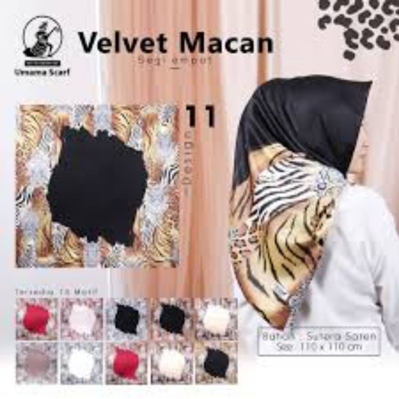 Hijab Square Umama Velvet Motif Macan segiempat Velvet Macan 05