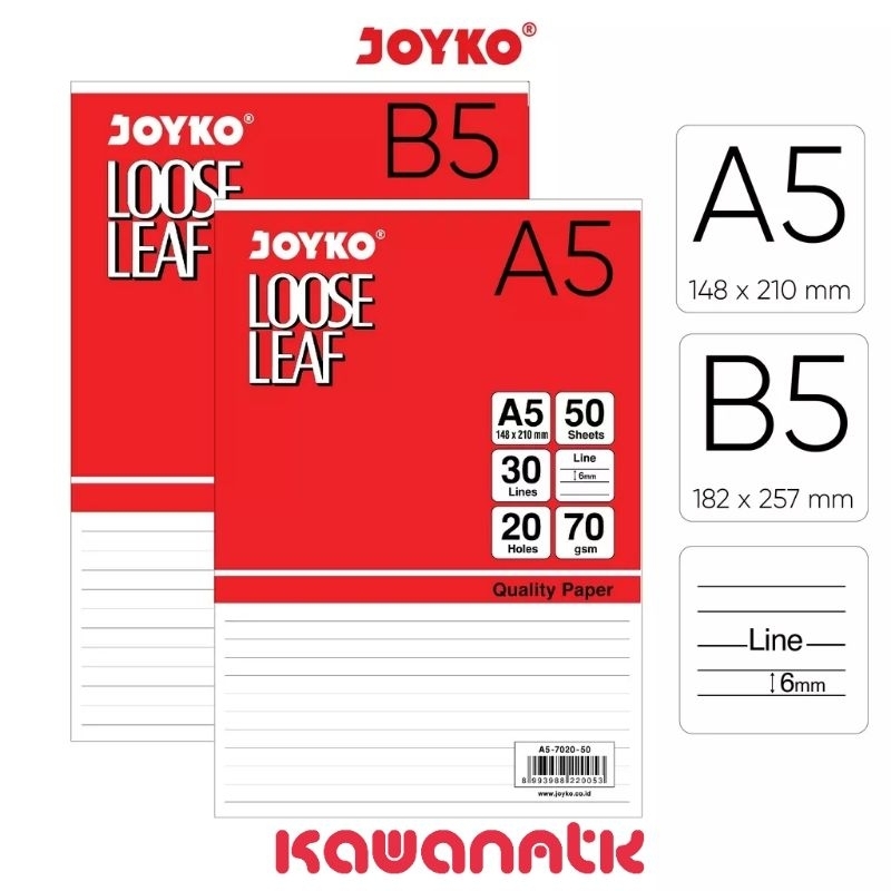 

KERTAS LOOSE LEAF / KERTAS BINDER BERGARIS A5 & B5