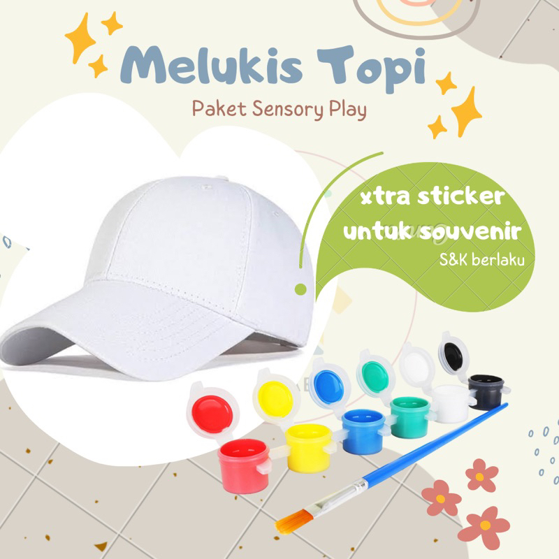 PAKET MELUKIS MEWARNAI Topi /Melukis Pouch / Melukis Dompet / Melukis Kanvas / Melukis Tas untuk souvenir ulang tahun / Sensory Play / Kreativitas/ Set Paket Melukis Mewarnai Topi Untuk Souvenir Anak Ulang Tahun