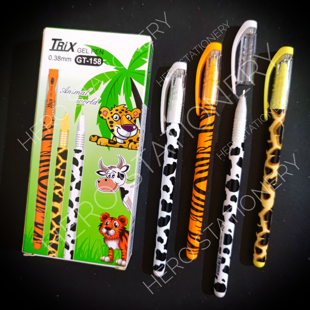 

Pen gel trix motif animal world dunia hewan 0.38 mm . 12 pcs
