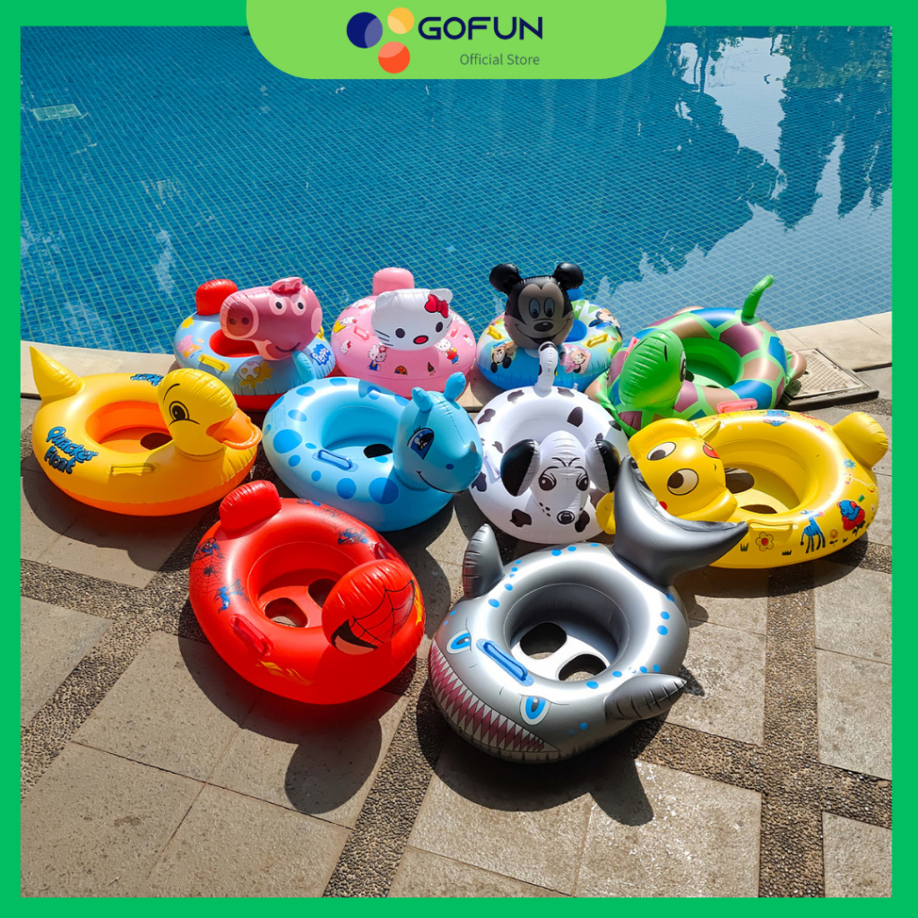 Pelampung Ban Renang Duduk Anak Bayi Swim Trainer Ring Safety Baby Boat Motif Hewan Gofunshop
