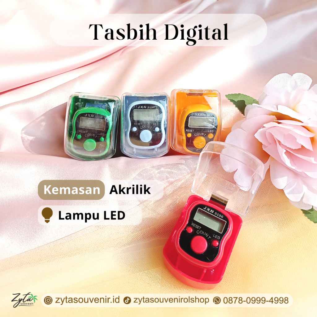Souvenir Tasbih Digital LED Kemasan Mika Jari Cincin Tombol Hitung Lampu dan Reset | Zyta Souvenir
