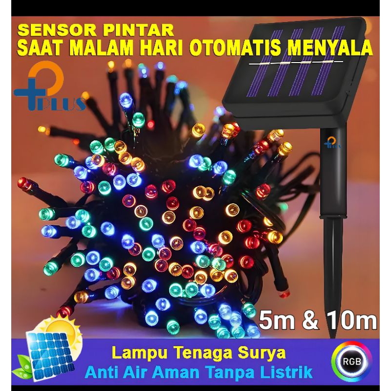 [ PPLUS ] Lampu Solar Cell Tenaga Surya RGB warna warni 5 meter &amp; 10 meter  Lampu Dekorais Taman Tenaga Surya 5m &amp; 10m