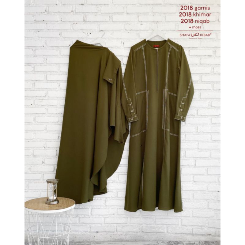 Gamis & Khimar Terpisah Shafa 2018 [Moss] By Shafa Jilbab