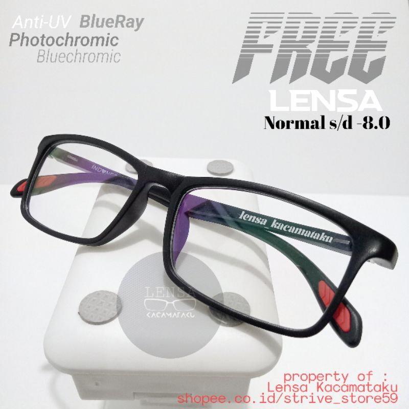Kacamata Custom Minus 7 4 3 8 Lentur Elastis Photocromic Kotak Ringan Minus Cylinder Kaca Mata Radia