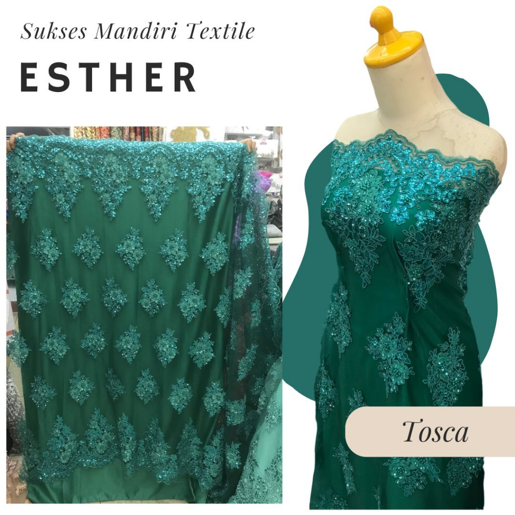 [ESTHER] Kain Tile Tulle Brokat Mewah Tosca | Harga ½ meter = 50 cm (Bahan Dress Bridesmaid, Kondang