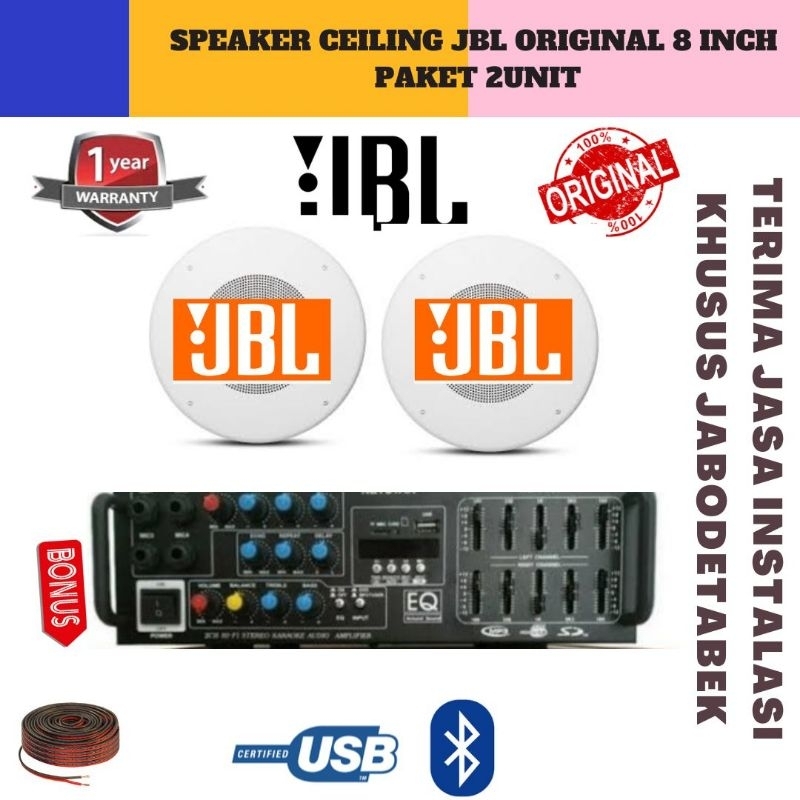 Paket Speaker Ceiling JBL 8 inch Original + Amplifier (paket 2unit)