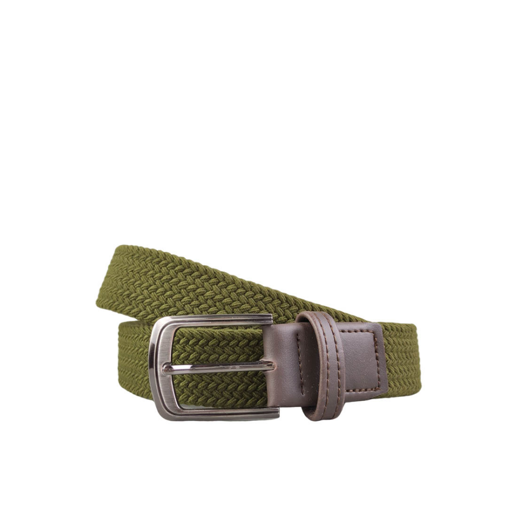 Fonbelt ikat pinggang pria wanita elastis Shelton Black Cross Cream FNB 057