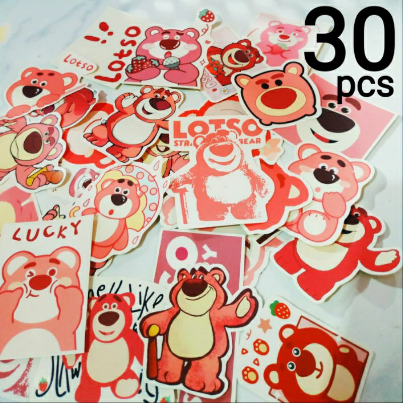 

Lotso Sticker Pack 30pcs Stiker Strawberry Bear Toy Story