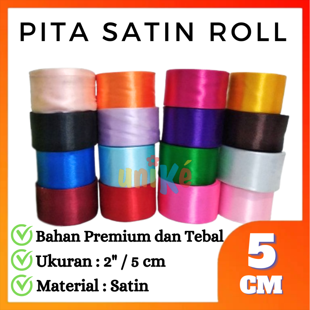 

Pita Satin Roll 2" / 5cm Aksesoris Dekorasi Souvenir Bingkisan Pesta Ulang tahun