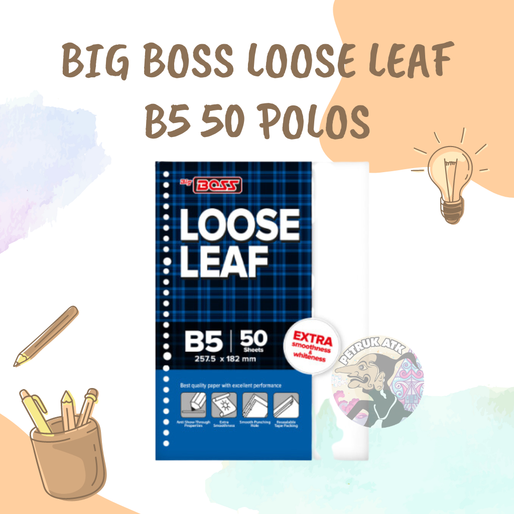 

[PAK] LOOSE LEAF BIG BOSS POLOS B5 ISI 50 LEMBAR PLAIN ISI KERTAS BINDER REFILL B5 26 LUBANG