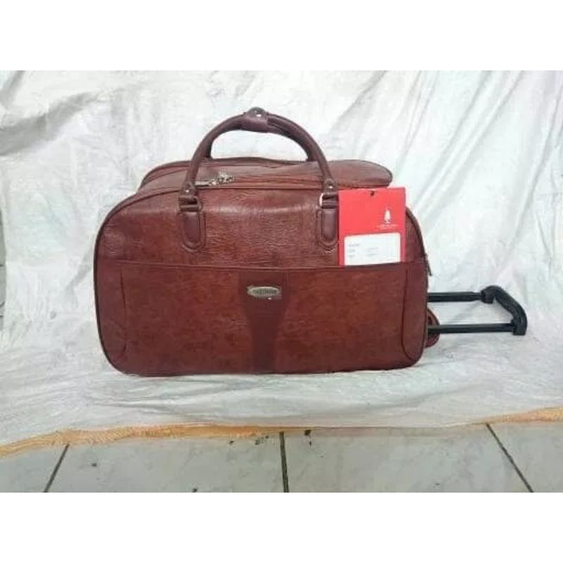 Tas Troli Pakaian Kulit Leather Branded TravelBag Trolley Jumbo Polo Classic