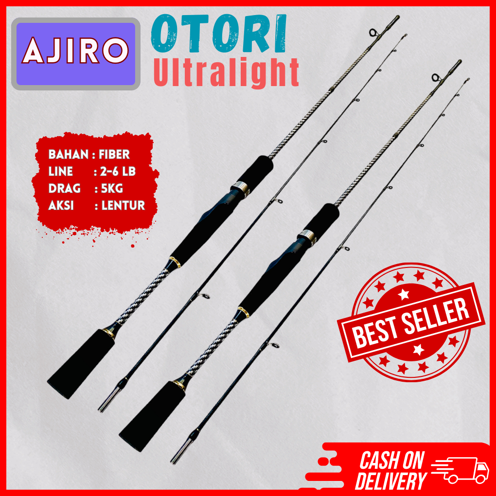 satu set joran pancing fiber lentur motif karbon termurah  ul ultralight ajiro otori 165 180 198 cm