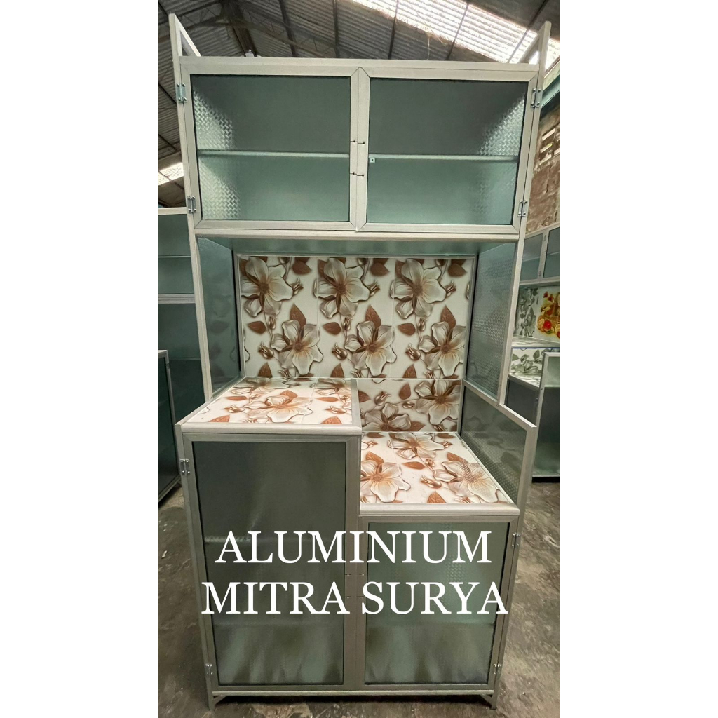 Rak Piring Almunium Keramik Kaca 2 Pintu MC (CA) Lemari Piring Aluminium Mejikom Magicom Aluminum Pl