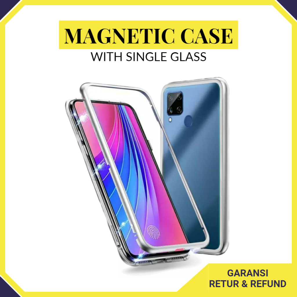 Huawei P30 P40 Pro Nova 3i Lite Magnetic Case Glass Kaca Cover Casing Magnet 2in1