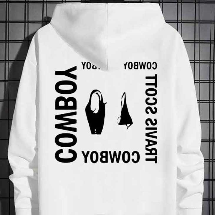 Jaket Hoodie Helmut Lang x Travis Scott Hoodie White Casual Unisex Bahan Katun