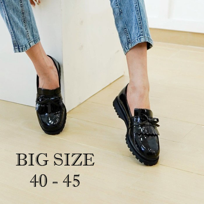 Sepatu Docmart Wanita (BIG SIZE 40-41-42-43-44-45) Loafer Black Klasik Sepatu Cewe Ukuran Besar Jumb