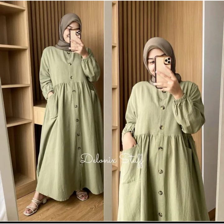 KINAN DRESS |KINAN MAXI DRESS KRINKLE AIR FLOW JAKARTA KEMBAR BISA COD