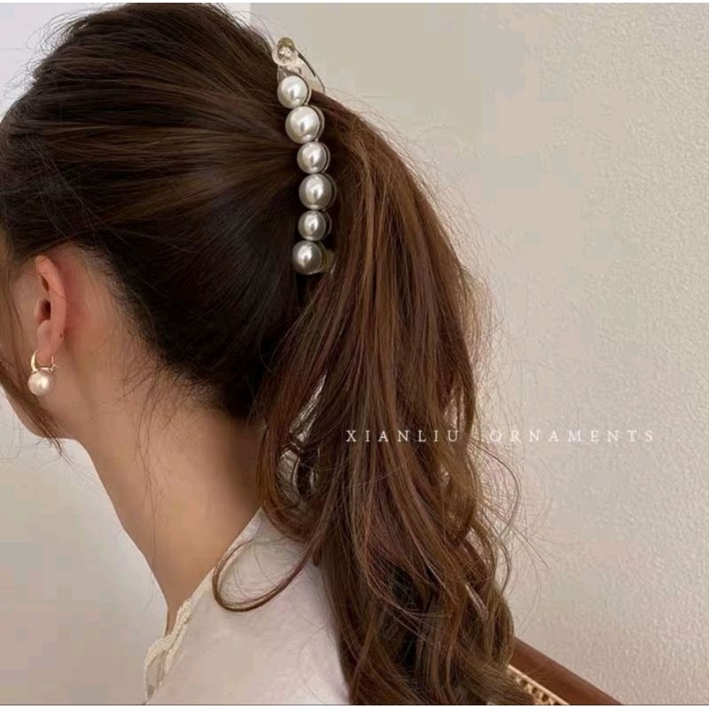 Jepit Rambut Pisang Mutiara Gold | Jepit Jedai | Ponytail | Jepit Pisang