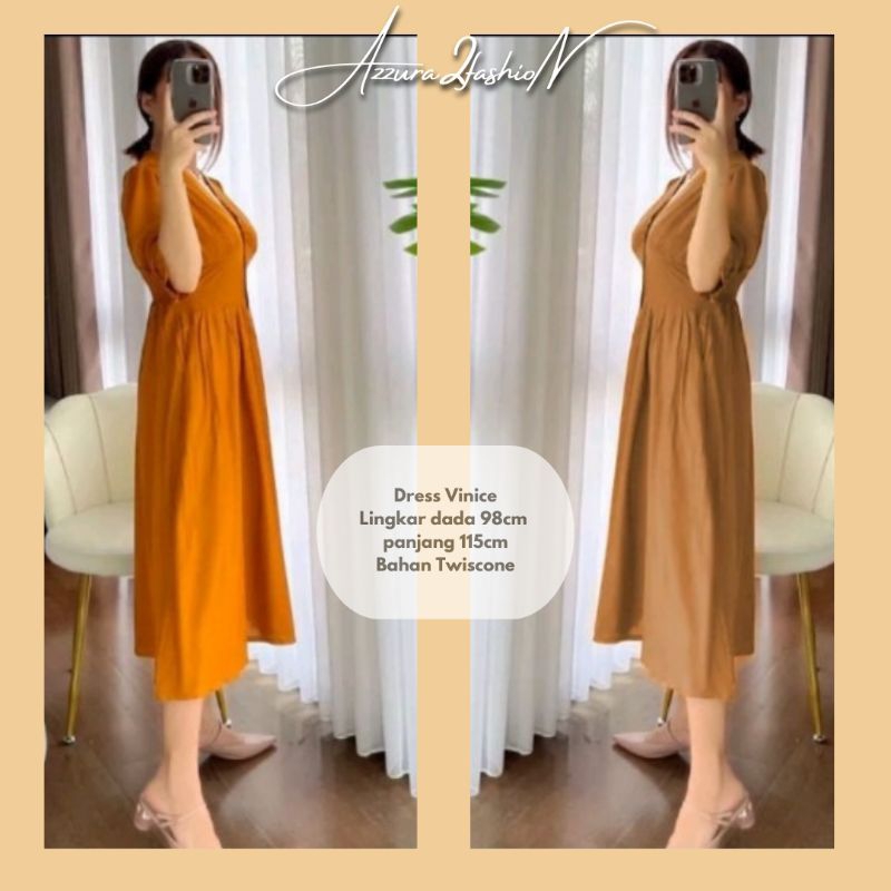 A2F Vinice Dress Drees Dres Wanita Korea Midi Kekinian Murah