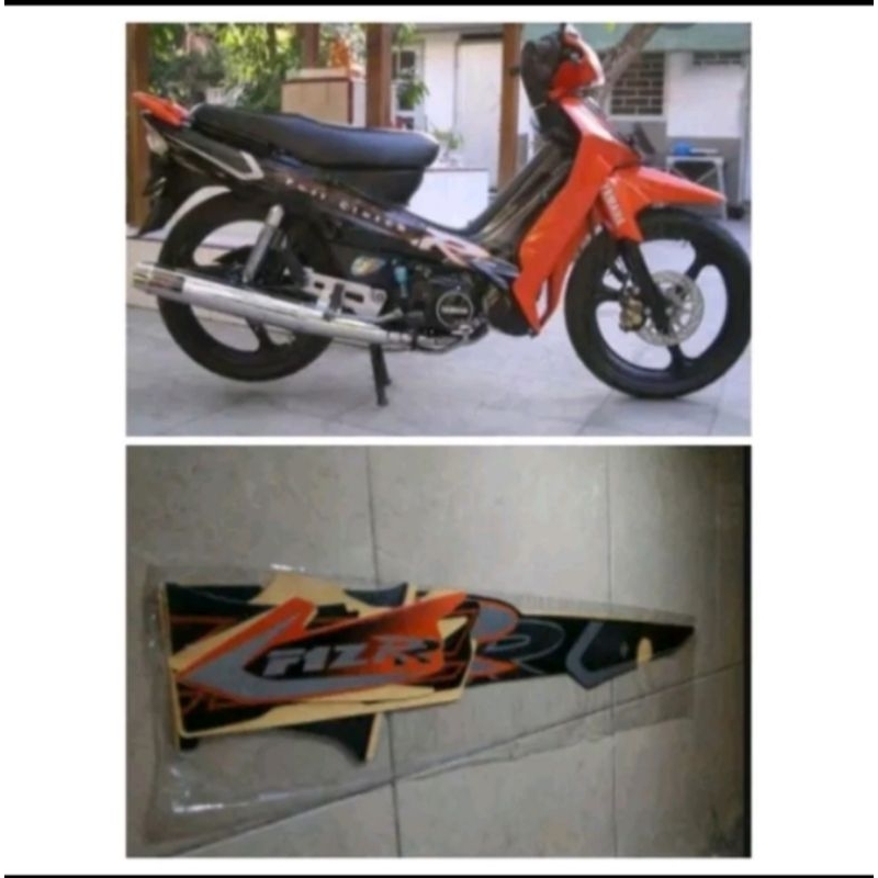 Striping stiker Yamaha Fiz R 2002 hitam orange