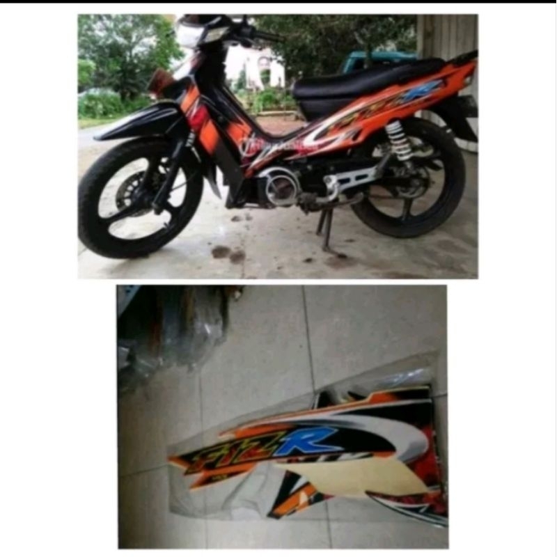 Striping stiker Yamaha Fiz R 2005 orange hitam