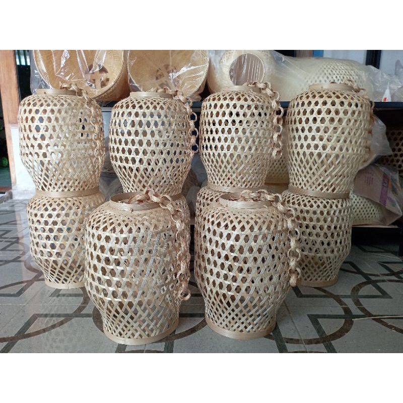 Kap Lampu Bambu | Kap Lampu Gantung | Lampu Hias | Lampu unik | Lampion | Lampu Unik | Anyaman Bambu