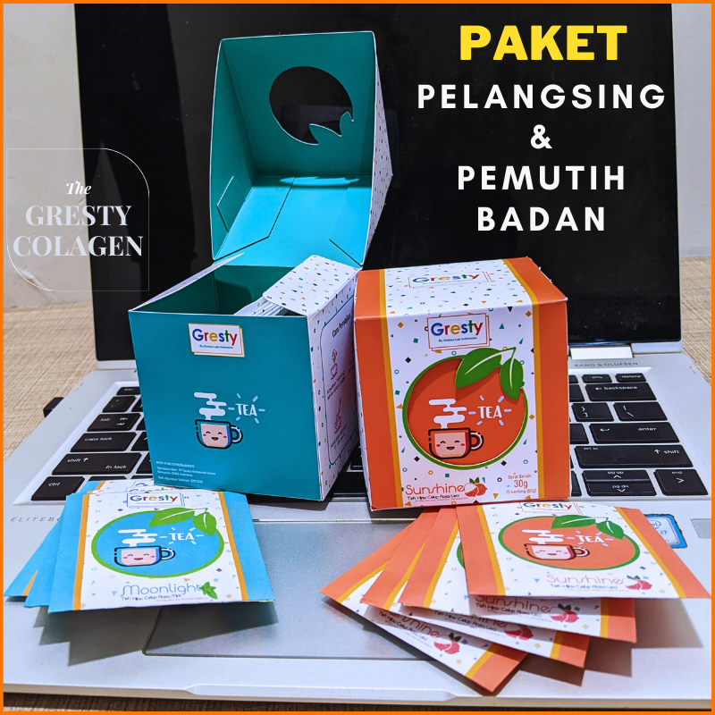 GrestyCollagen Obat diet Teh hijau pelangsing dan pemutih badan ampuh Tea BPOM 100% ORIGINAL (1PAKET