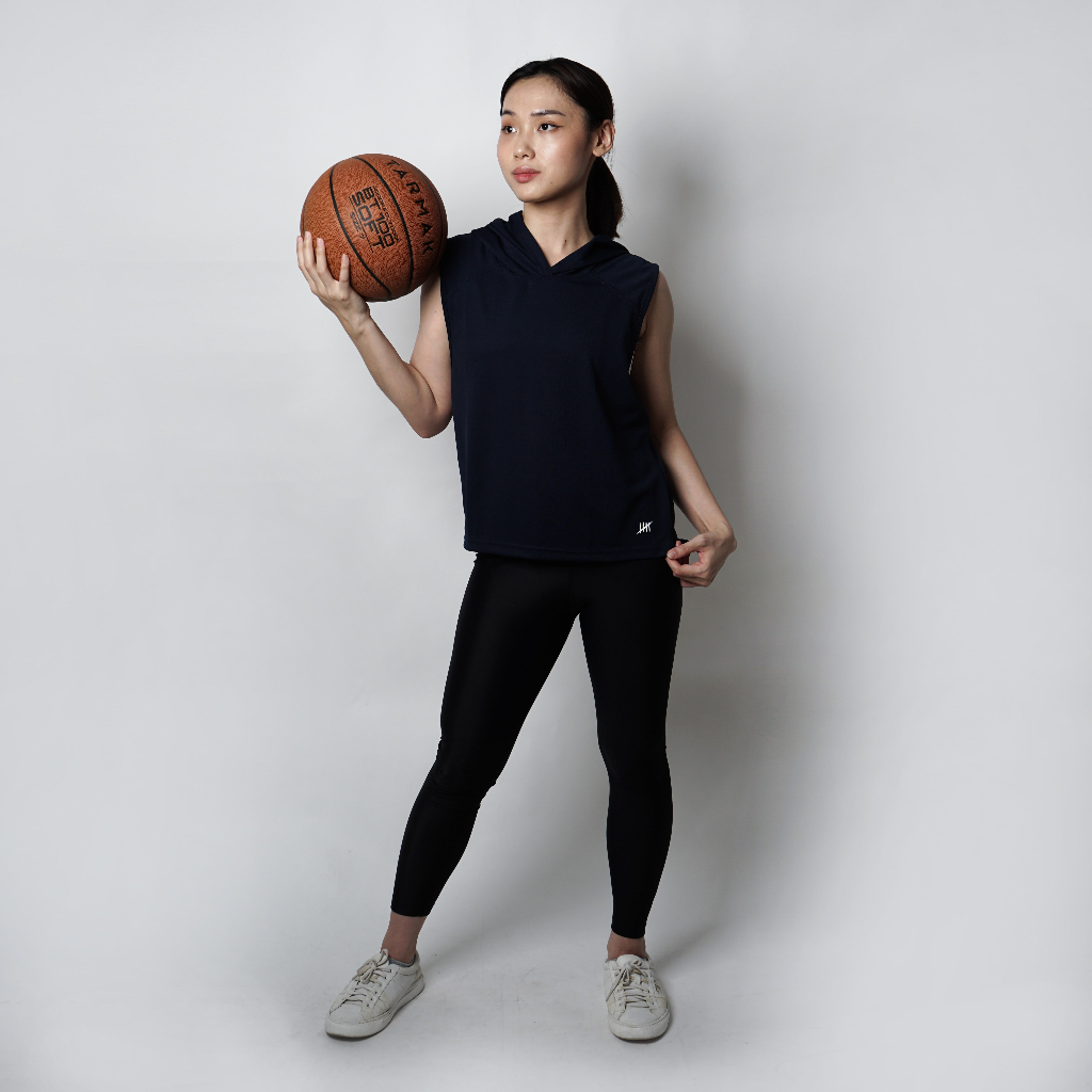 DONSON Sportswear Hoodie Sleeveless Wanita Tanpa Lengan Extra Fine Polyester Jumbo Warna Navy